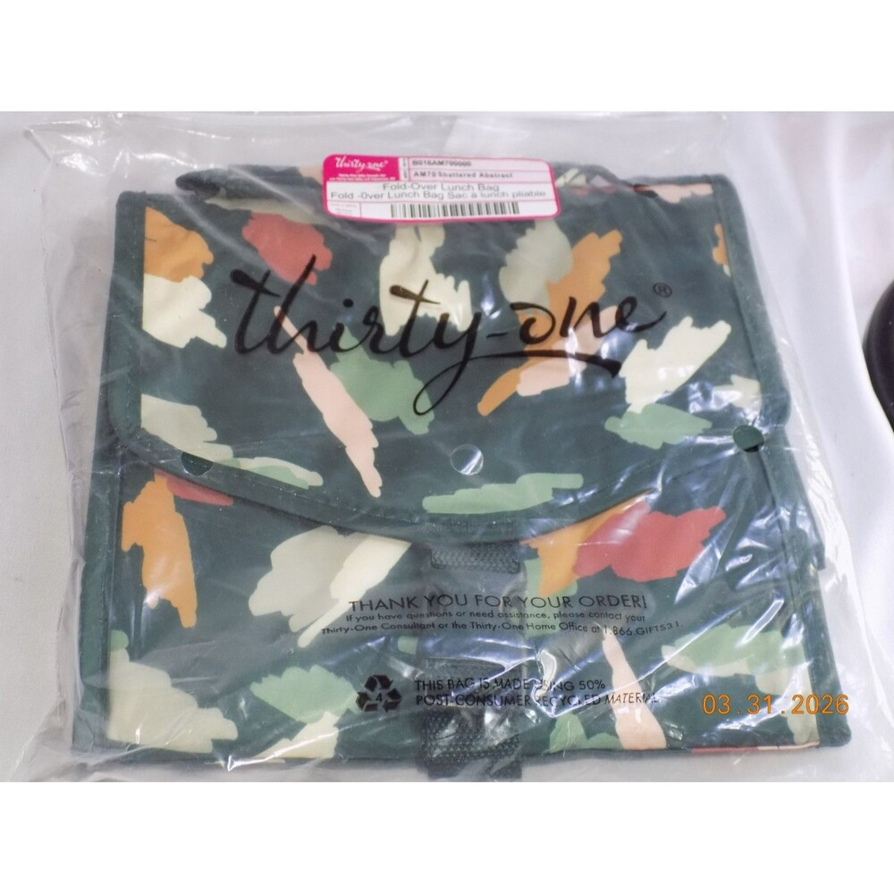 Thirty One 31 Fold-Over Lunch Bag Shattered Abstract New NIP